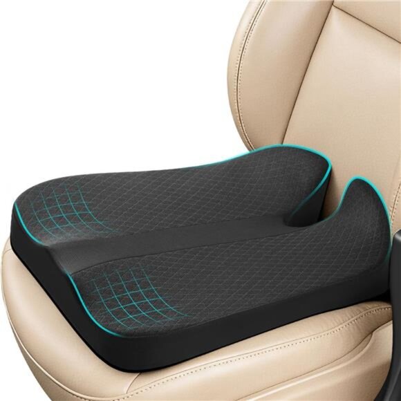 Car Seat Cushion Memory Foam Tailbone Pain Relief Truck Driver Seat Pillow - Picture 1 of 7